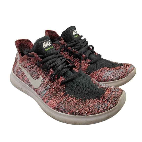 Nike Free RN Flyknit Womens Red Black Shoes Athletic Running